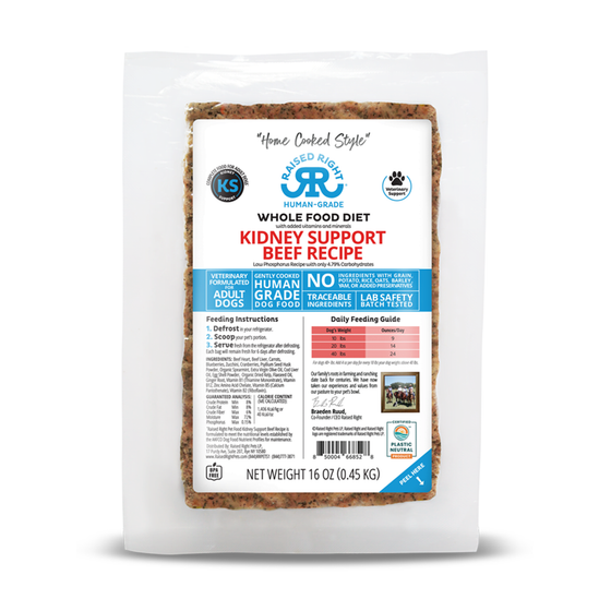 Raised Right Kidney Support Adult  Beef  Dog Recipe
