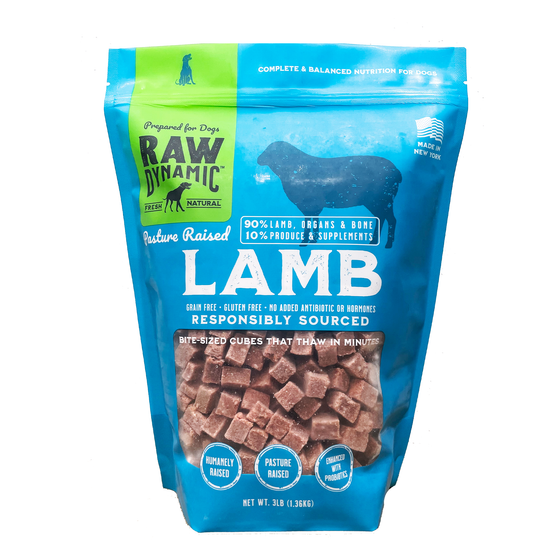 Raw Dynamic Frozen Lamb cubes for Dogs