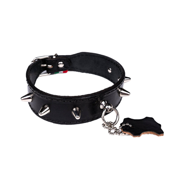 European Leather Studded Cone Collar - Small