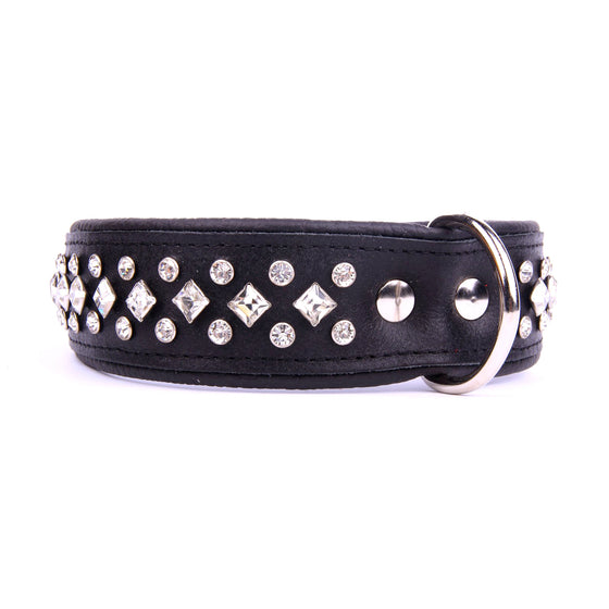 Handmade  Leather Collar with Crystals